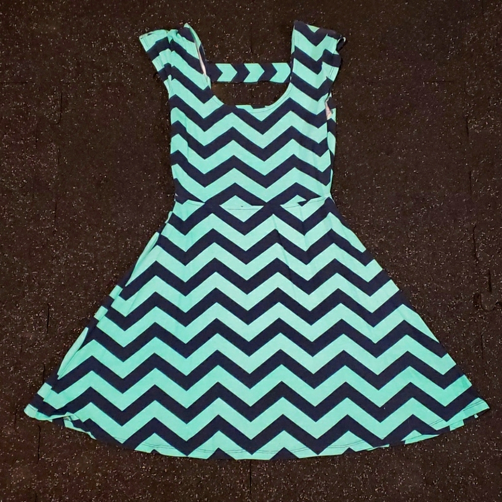 Fun Navy Blue and Green Dress